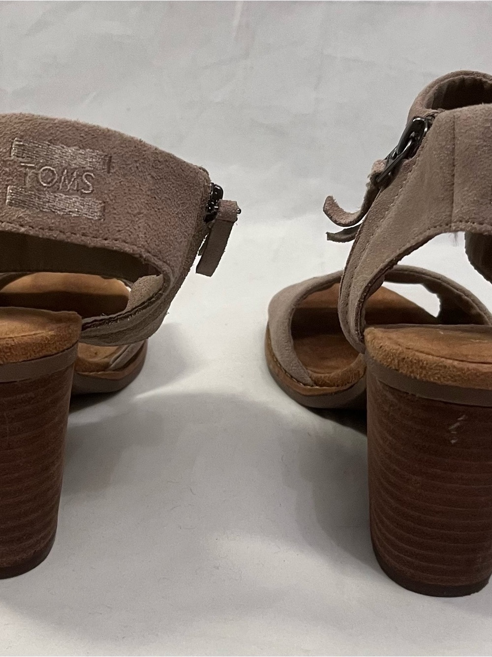 Toms Majorca Women’s Taupe Suede Block Heel Sandals - Picture 5 of 7